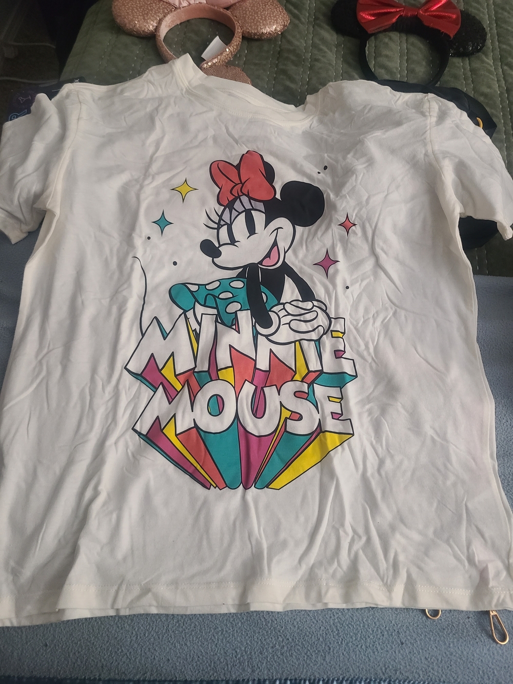 Disney White Short Sleeve Minnie Mouse Color Pop Graphic Tee